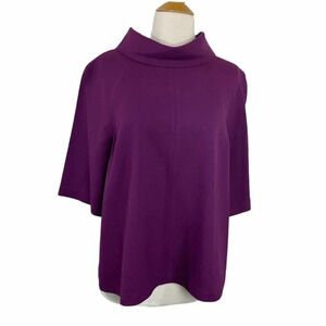 THE PEOPLE'S Blouse XL Purple Funnel Neck Short Sleeve Back Zip Top